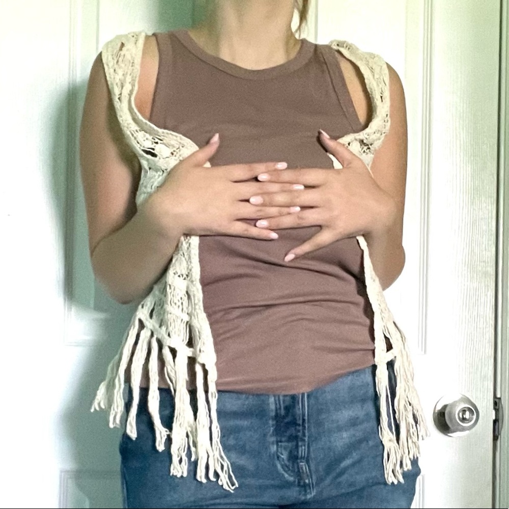 lace designed tank cardigan